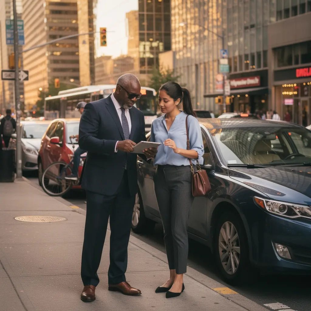 Rodzina korzystająca z samochodu, podkreślająca bezpieczeństwo dzięki niskim składkom ubezpieczeniowym.