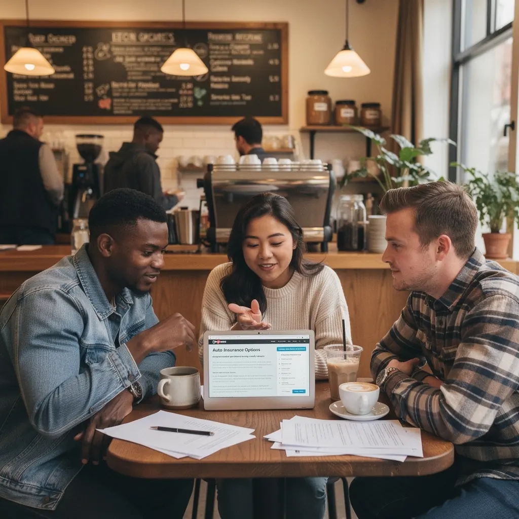 Kobieta i mężczyzna w samochodzie, rozmawiający o ochronie ubezpieczeniowej i wysokich sumach ubezpieczenia.